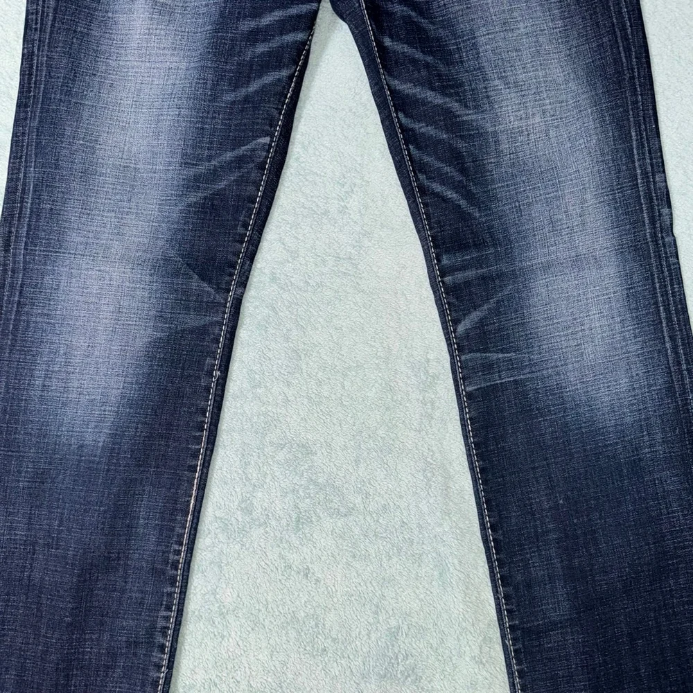 BKE Alec Straight Leg Jeans Dark wash Blue Wiskered Waist 34R/31 Inseam